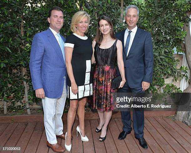 Christian Stracke, Sutton Stracke, Catharine Soros and Jeffrey Soros attend Benjamin Millepied's L.A. Dance Project Inaugural Benefit Gala on June...