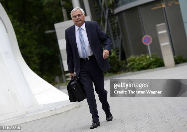 Member of DFB board Karl Rothmund arrives before DFB executive board meeting at the headquarter of German Football Association on June 21, 2013 in...