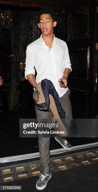 Jordan Stephens of Rizzle Kicks leaves Cafe de Paris Club on June 20, 2013 in London, England.