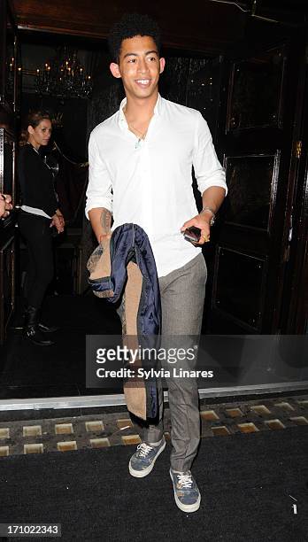 Jordan Stephens of Rizzle Kicks leaves Cafe de Paris Club on June 20, 2013 in London, England.