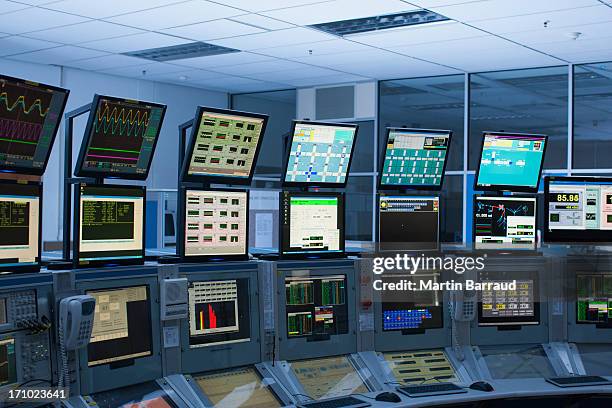 computers in control room - control centre stock pictures, royalty-free photos & images