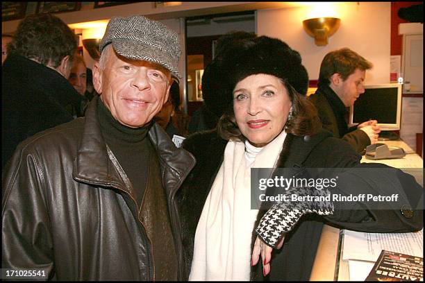 Gerard Lartigau, Francoise Fabian at The 150th Performance Of Jean Claude Grumberg's Show Les Autres At Theatre Des Mathurins In Paris.