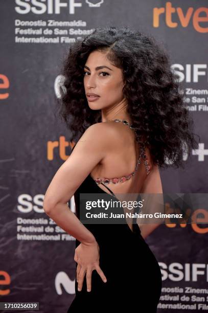 Mina El Hammani attends the 'Dance First' premiere during the 71st San Sebastian International Film Festival at Kursaal on September 30, 2023 in San...