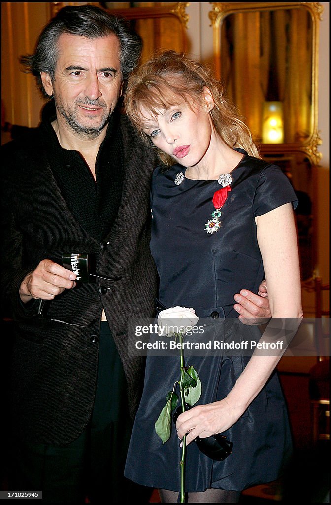Arielle Dombasle Is Made Knight Of The Order Of Legion Of Honor By The Minister Of Culture Renaud Donnedieu De Vabres.