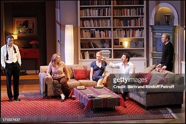 Guillaume of Tonquedec, Valerie Benguigui, Judith El Zein, Patrick Bruel, Jean Michel Dupuis at Run Through Of The Play "Le Prenom" At Theatre...