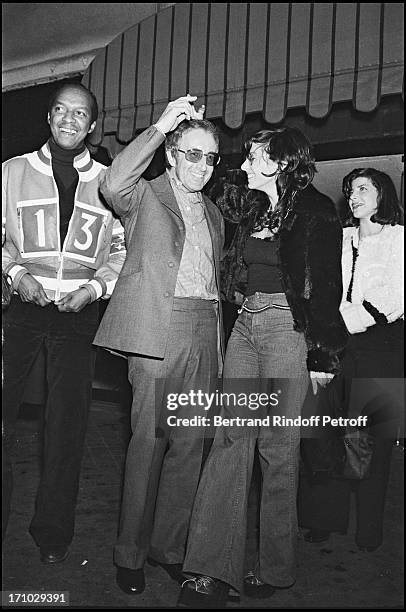 Peter Sellers and his wife Miranda Quarry after a party in Paris in 1972.