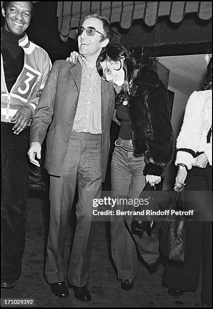 Peter Sellers and his wife Miranda Quarry after a party in Paris in 1972.