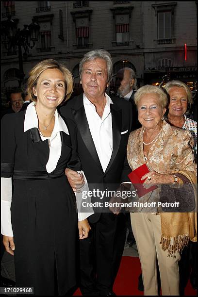 Minister Valerie Pecresse, Alain Delon, Madame Serge Dassault at 6th Charity Gala Of Ifrad Against Alzheimer 's Disease At Opera Comique In Paris.