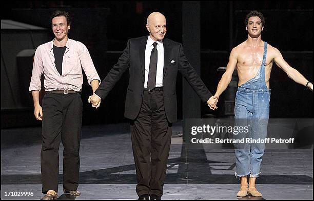 Nicolas Le Riche, choreographer Roland Petit, Jeremie Belingard at Arop Gala "Roland Petit" At Opera Garnier In Paris.