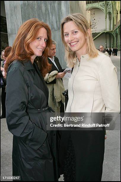 Countess Marie Brandolini D' Adda and Servane Giol - "Monumenta 2007" exhibition by Anselm Kiefer at the Grand Palais in Paris.