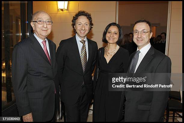 Stephane Bern and his father Louis, brother Frere Armand with wife Jocelyne at Stephane Bern Is Honoured At His Paris Home With The Title Of Officier...