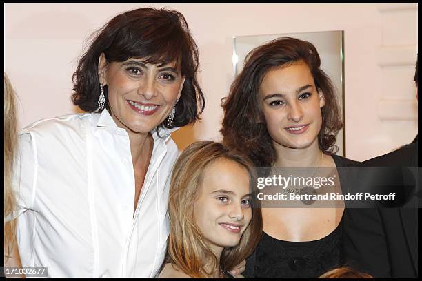 Ines of La Fressange with her daughters Violette and Nine D'Urso at Ines De La Fressange And Sophie Gachet Present Their Book "La Parisienne" At...