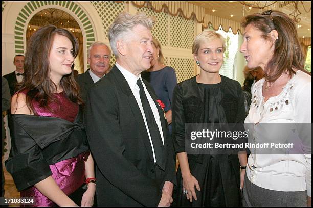 David Lynch and his wife Emily Stoffle, Melita Toscan Du Plantier and Cecilia Sarkozy - Lunch organized by Cartier in honor of David Lynch at the...