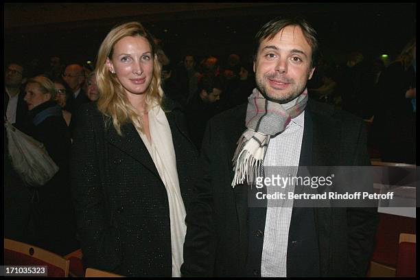 Romain Sardou and wife Francesca at Les elections du Piano By Radio Classique Held At La Salle Pleyel In Paris.