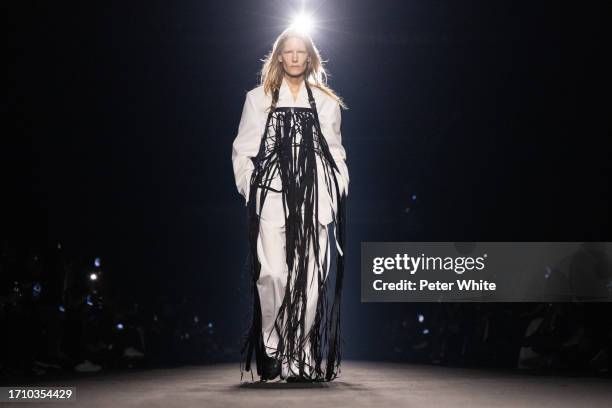 Model walks the runway during the Ann Demeulemeester Womenswear Spring/Summer 2024 show as part of Paris Fashion Week on September 30, 2023 in Paris,...