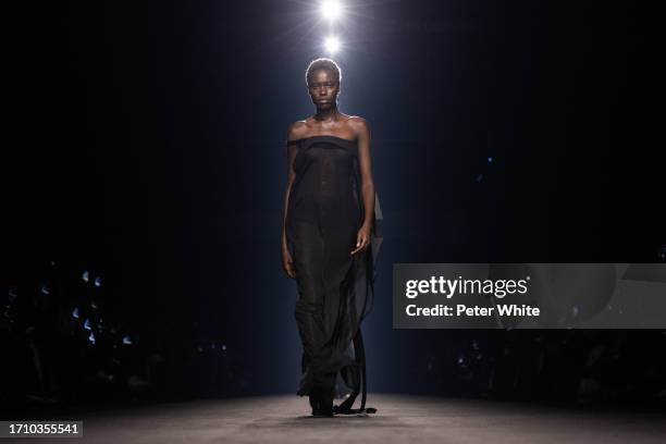 Model walks the runway during the Ann Demeulemeester Womenswear Spring/Summer 2024 show as part of Paris Fashion Week on September 30, 2023 in Paris,...