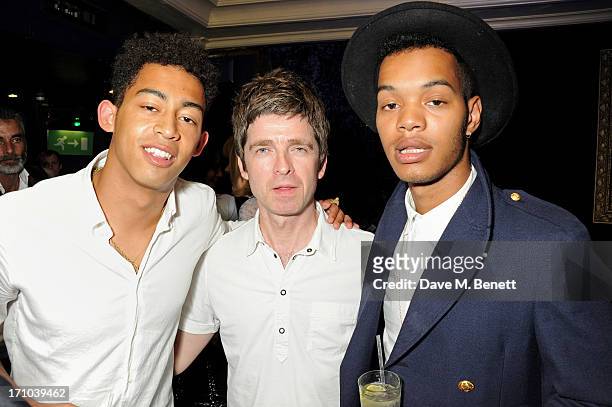 Jordan "Rizzle" Stephens, Noel Gallagher and Harley "Sylvester" Alexander-Sule attend the Hoping Foundation's 'Rock On' benefit evening for...