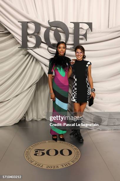 Naomi Campbell and Camille Miceli attend the #BoF500 Gala during Paris Fashion Week at Shangri-La Hotel Paris on September 30, 2023 in Paris, France.