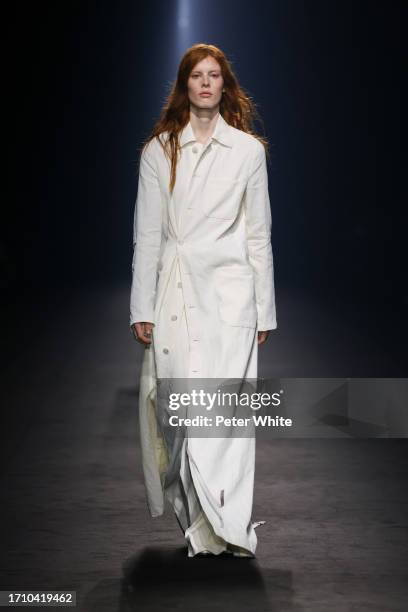 Model walks the runway during the Ann Demeulemeester Womenswear Spring/Summer 2024 show as part of Paris Fashion Week on September 30, 2023 in Paris,...