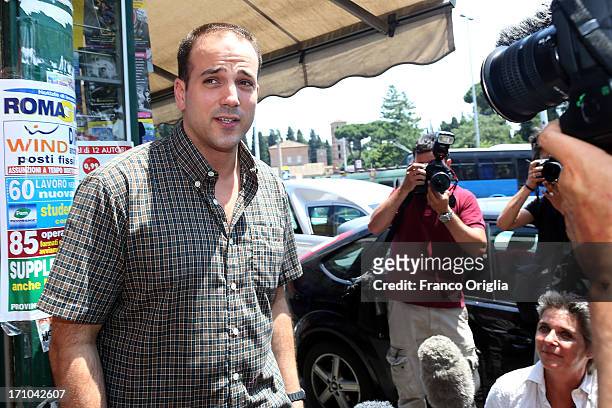 Michael Kobold, a friend of James Gandolfini's family attends a briefing with media to speak on behalf of the family at the morgue of Policlinico...