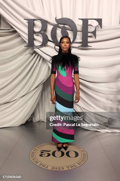 Naomi Campbell attends the #BoF500 Gala during Paris Fashion Week at Shangri-La Hotel Paris on September 30, 2023 in Paris, France.