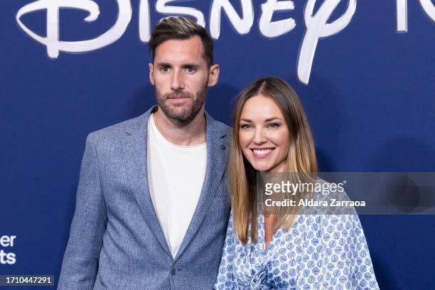 Rudy Fernandez and Helen Lindes attend Disney's 100th Anniversary concert photocall at the Royal Theatre on September 30, 2023 in Madrid, Spain.