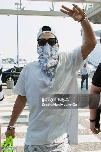 Taeyang of South Korean boy band Bigbang is seen on departure at Incheon International Airport on June 21, 2013 in Incheon, South Korea.