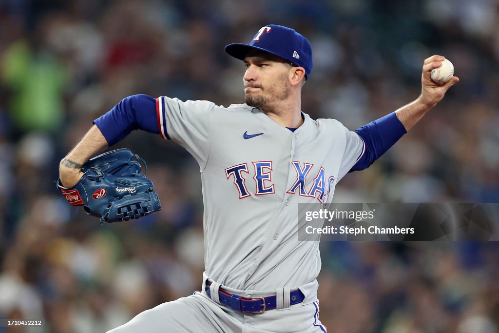 Seattle Rangers Andrew Heaney of the Texas Rangers pitches during the first inning ...