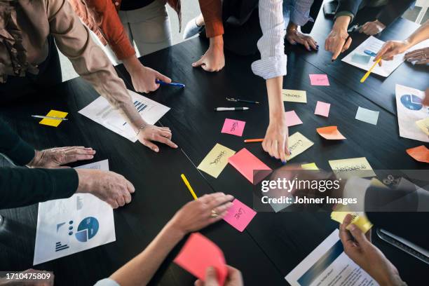 group of business people during meeting in office - teambuilding bildbanksfoton och bilder