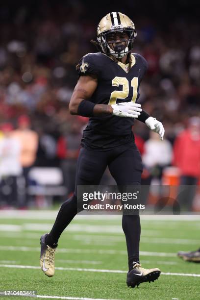 September 18: Bradley Roby of the New Orleans Saints in coverage against the Tampa Bay Buccaneers during a game at Ceasars Superdome on September 18,...