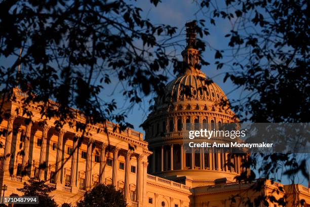 The U.S. Capitol Building following passage in the House of a 45-day continuing resolution on September 30, 2023 in Washington, DC. The House voted...