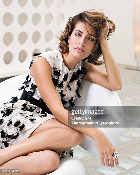 Figaro ID: 082324-002. Actress Caterina Murino is photographed for Madame Figaro on September 1, 2008 in Paris, France. Dress , earrings and ring ....