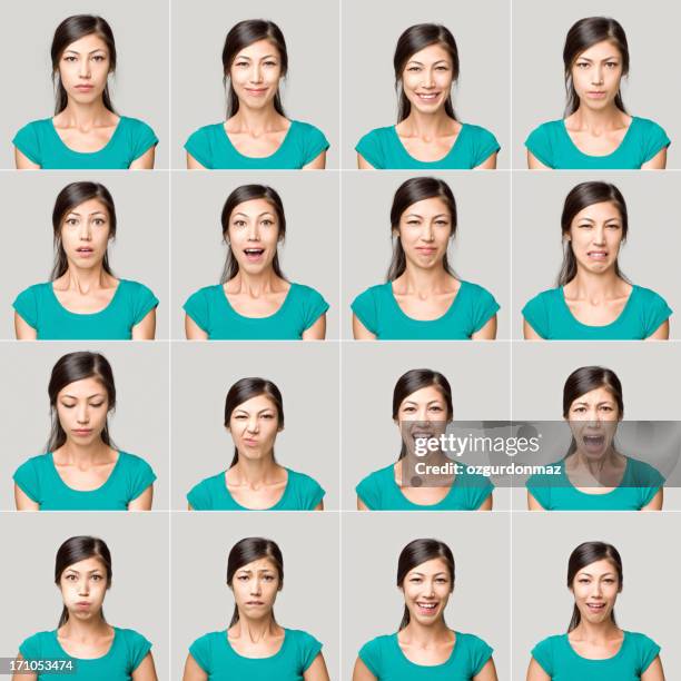 young woman making facial expressions - 系列的一部分 個照片及圖片檔