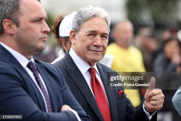 New Zealand First leader Winston Peters in the crowd as farmer lobby group Groundswell NZ gathers in Auckland to raise awareness and urge people to...