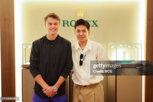 Holger Rune of Denmark attends Rolex event on day five of 2023 China Open on September 30, 2023 in Beijing, China.