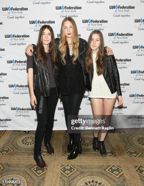 Recording artist Danielle Haim, Este Haim, and Alana Haim of Haim attend UJA-Federation Of New York Music Visionary Of The Year Award Luncheon at The...