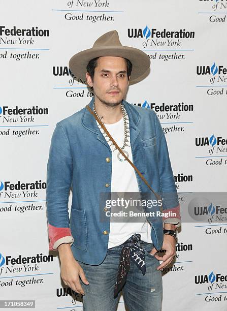 Recording artist John Mayer attends UJA-Federation Of New York Music Visionary Of The Year Award Luncheon at The Pierre Hotel on June 21, 2013 in New...