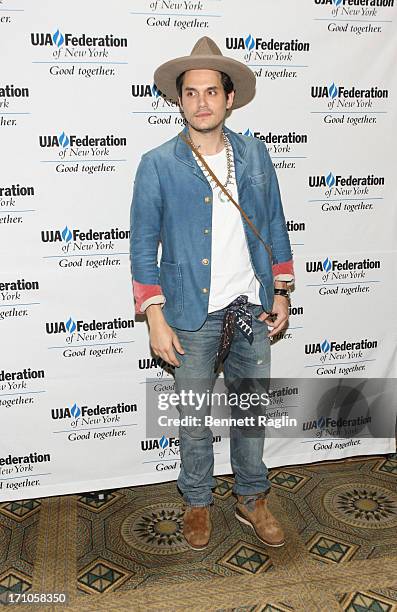 Recording artist John Mayer attends UJA-Federation Of New York Music Visionary Of The Year Award Luncheon at The Pierre Hotel on June 21, 2013 in New...