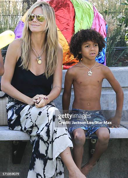 Heidi Klum and Johan Samuel are seen on June 20, 2013 in New York City.