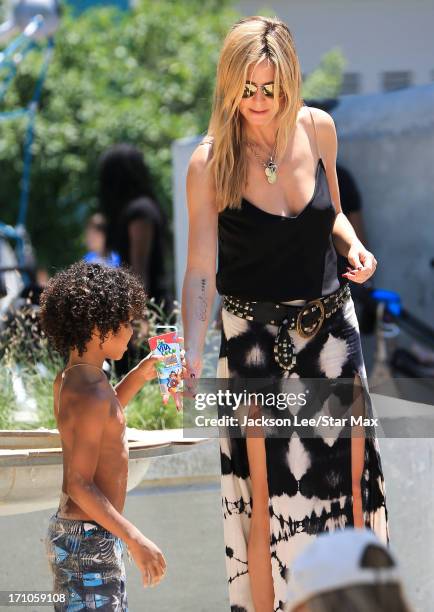 Heidi Klum and Johan Samuel are seen on June 20, 2013 in New York City.