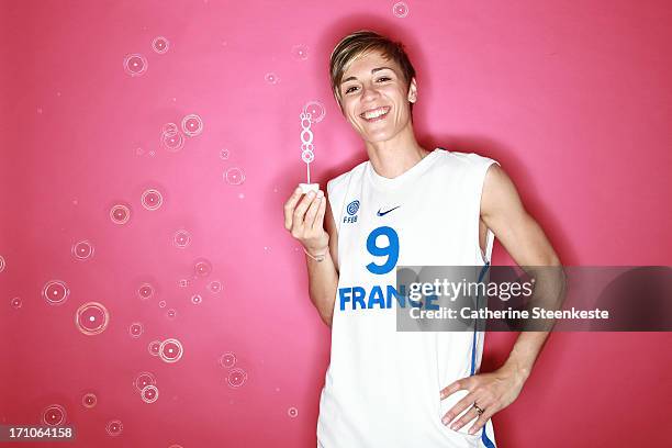 Celine Dumerc of the French Women's National basketball team poses for a portrait during the team's annual studio shoot on May 12, 2013 in Lyon,...