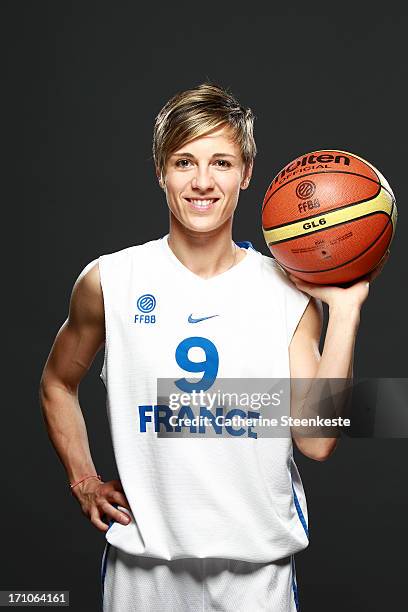 Celine Dumerc of the French Women's National basketball team poses for a portrait during the team's annual studio shoot on May 12, 2013 in Lyon,...