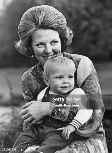 Crown Princess Beatrix of the Netherlands with her fifteen-month old son, Prince Constantijn, 27th January 1971.