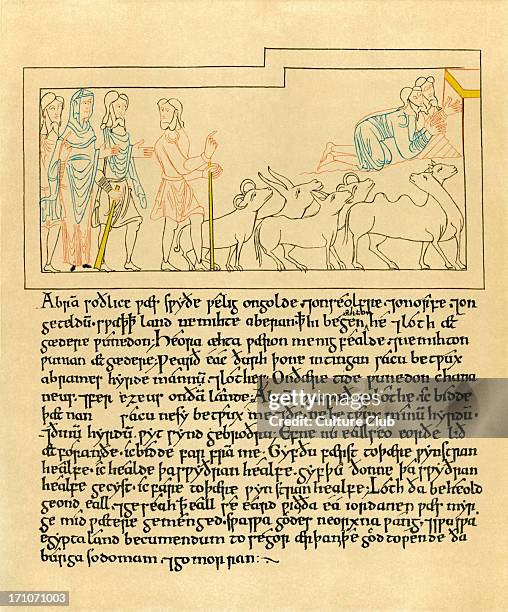 The Old English Illustrated Hexateuch .. Early 11th century. 'Paraphrase of the Pentateuch' by Aelfric of Eynsham: English abbot, writer and...