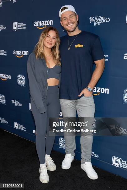 Becca Tilley and Colton Underwood attend Pickle! For Purpose Celebrity Pickleball Tournament at Ralph-Straus Tennis Center on September 30, 2023 in...