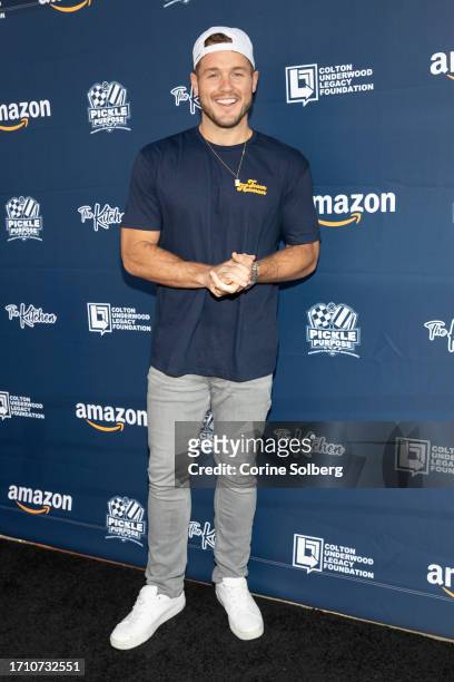 Colton Underwood attends Pickle! For Purpose Celebrity Pickleball Tournament at Ralph-Straus Tennis Center on September 30, 2023 in Malibu,...