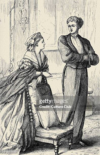 'Can you forgive her?' 'Can you forgive her?' Vol II by Anthony Trollope. First published in 1864 and 1865. Caption reads: 'All right', said Burgo,...