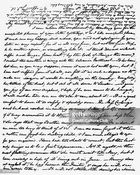 Letter from Jane Austen to Cassandra Austen Letter from Jane Austen to Cassandra Austen . Handwritten manuscript. JA: English novelist, 16 December...