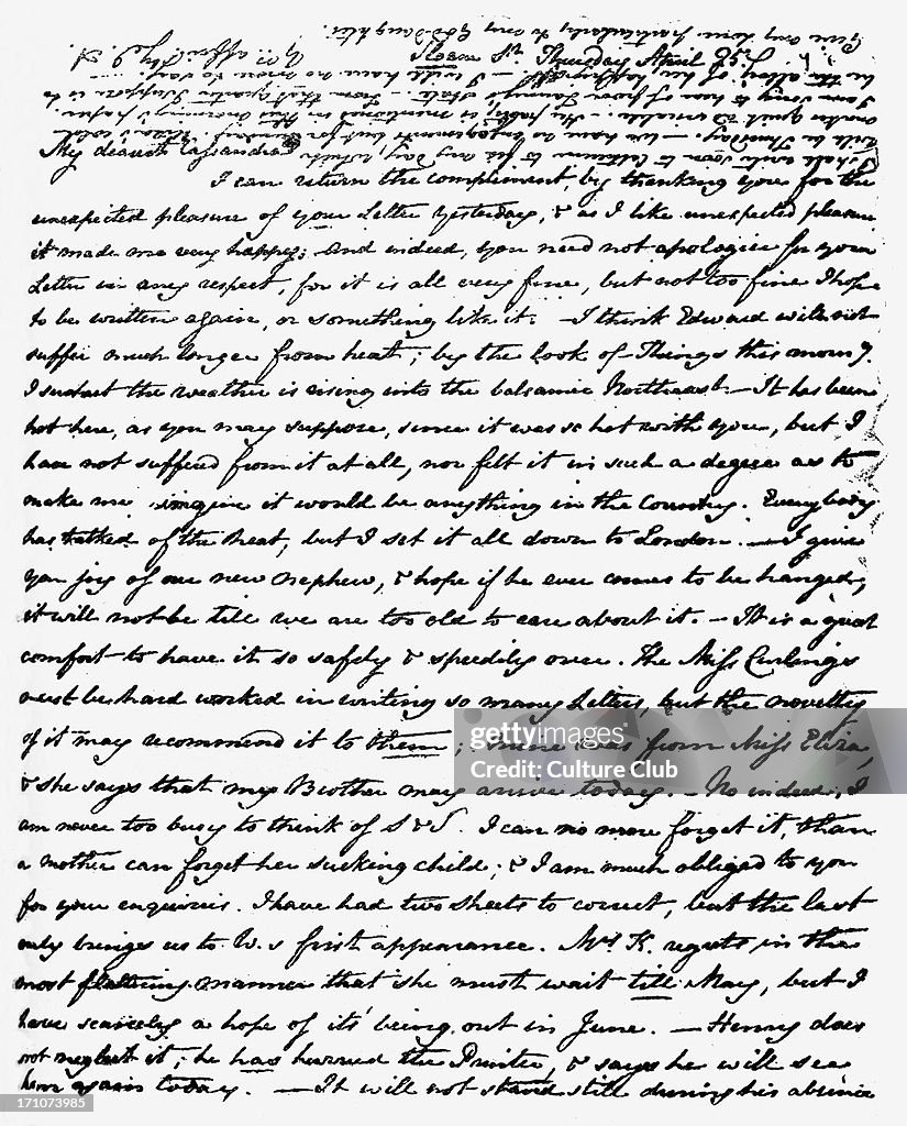 Letter from Jane Austen to Cassandra Austen