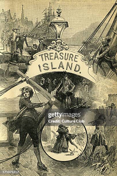 Treasure Island Illustrated Title Page of Treasure Island by Robert Louis Stevenson. Scottish novelist, poet, and travel writer, 13 November 1850  3...
